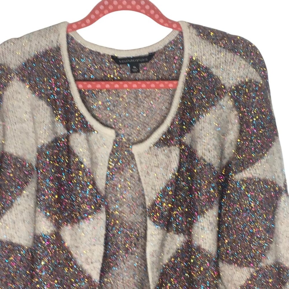Signature Studio Sweater Womens XL Cardigan Metallic Shimmer Diamond Pattern